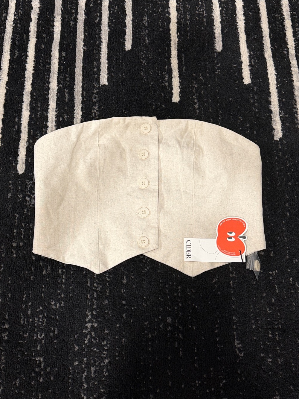 Cider Beige Strapless Button-Front Bustier Top